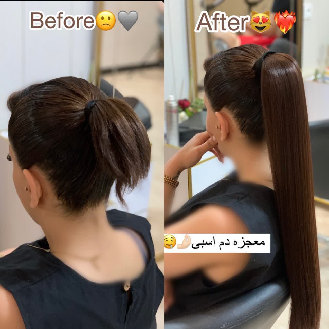 کش دم اسبی خرمایی قد ۹۰ حجم پر_  قابل شستشو _قابل حرارت_شانه پذیری راحت_ریزش ندارد_ امکان استفاده دائمی